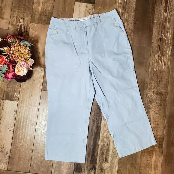 Tommy Hilfiger Pants - Tommy Hilfiger Women's Blue Embroidered Cropped Golf Pants Size 10